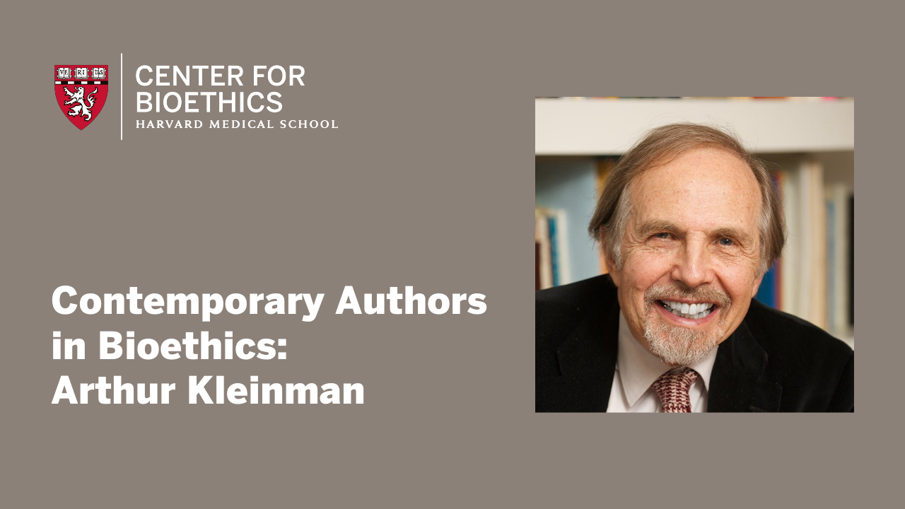 Arthur Kleinman headshot on a brown background with Center for Bioethics Logo