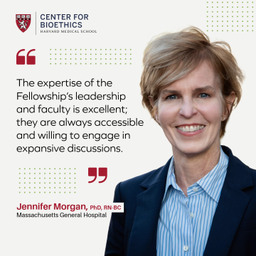 Testimonial from Jennifer Morgan saying, "The expertise of the Fellowship’s leadership and faculty is excellent; they are always accessible and willing to engage in expansive discussions."