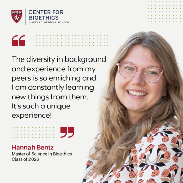 Testimonial from Hannah Bentz saying, The diversity in background and experience from mypeers is so enriching andI am constantly learningnew things from them. It's such a uniqueexperience!"