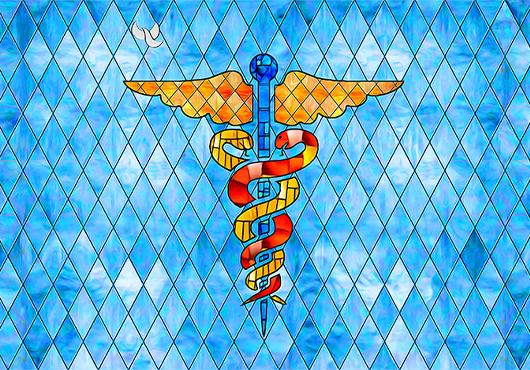 Do Spirituality and Medicine Go Together? Stained glass caduceus